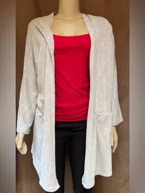 DONNI. Lt Gray Open-Front Cardigan OSFA